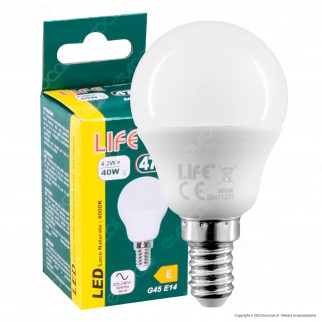 Life Lampadina LED E14 4.2W Minisfera P45 MiniGlobo SMD - mod.