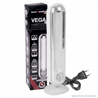 CFG LuceQuadra Vega9 Lampada LED 9W Ricaricabile con Variatore di