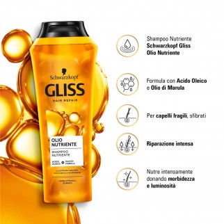 Schwarzkopf Gliss Hair Repair Olio Nutriente Shampoo per Capelli