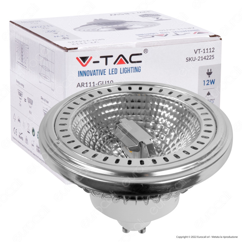 V-Tac VT-1112 Lampadina LED GU10 12W Faretto AR111 Spotlight