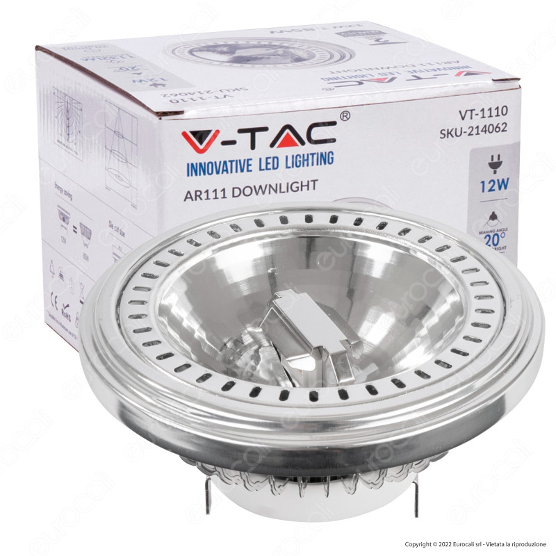 V-Tac VT-1110 Lampadina LED GX53 12W Faretto AR111 Spotlight