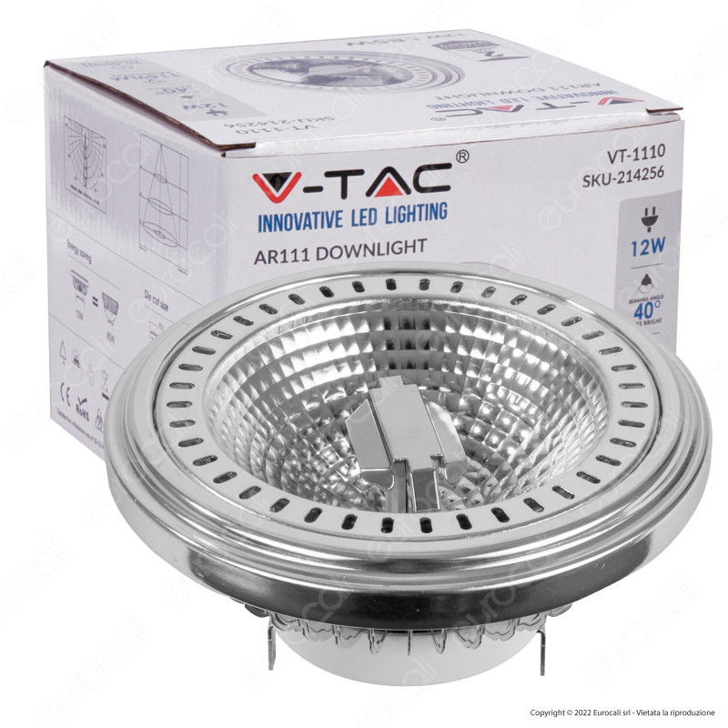 V-Tac VT-1110 Lampadina LED GX53 12W Faretto AR111 Spotlight