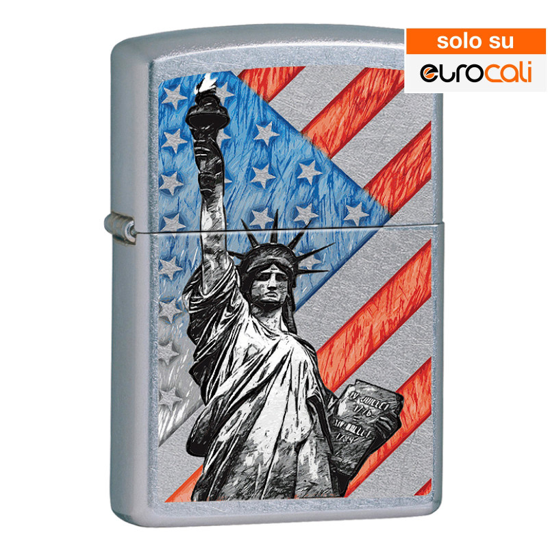 Zippo Accendino a Benzina Ricaricabile ed Antivento con Fantasia Flag
