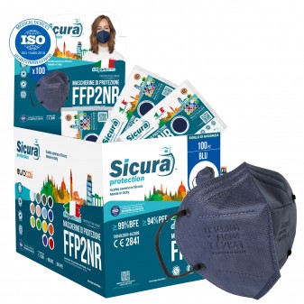 Sicura Protection Espositore con 100 Mascherine Protettive Colore Blu