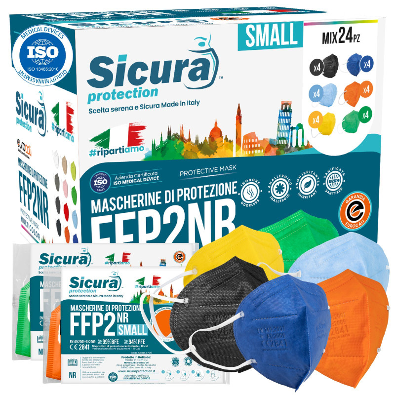Sicura Protection 24 Mascherine Small Protettive Colorate Filtranti