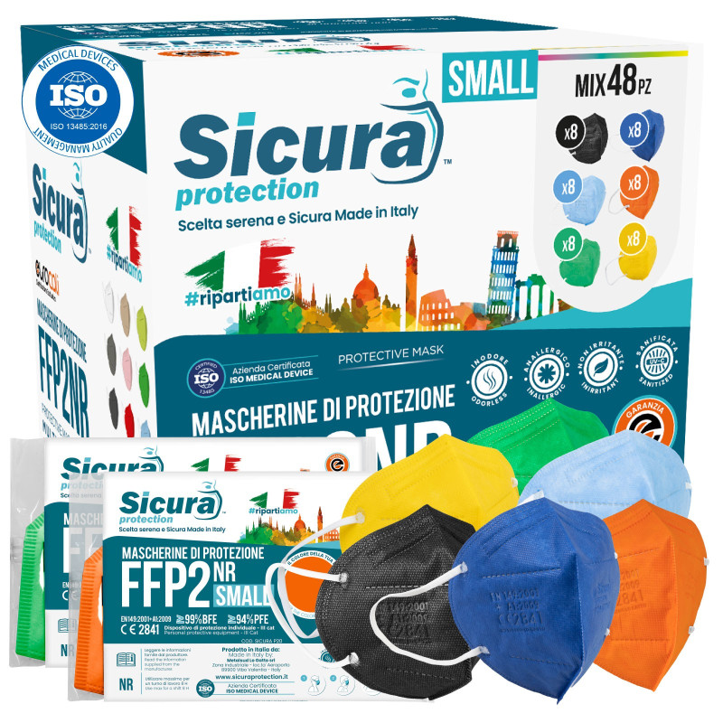 Sicura Protection 48 Mascherine Small Protettive Colorate Filtranti