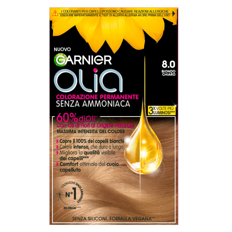 Garnier Olia Tinta Permanente per Capelli 8.0 Biondo Chiaro Senza
