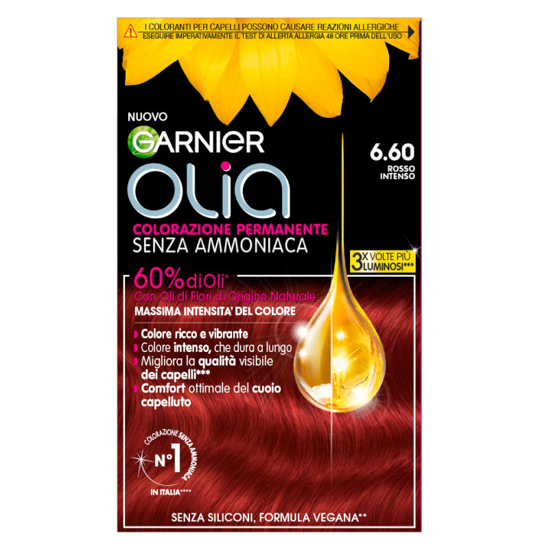Garnier Olia Tinta Permanente per Capelli 6.60 Rosso Intenso Senza