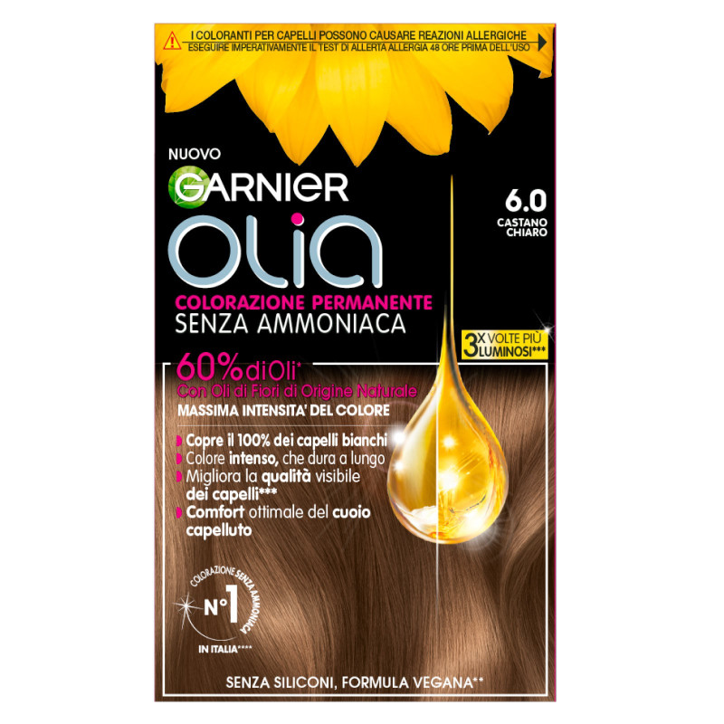 Garnier Olia Tinta Permanente per Capelli 6.0 Castano Chiaro Senza