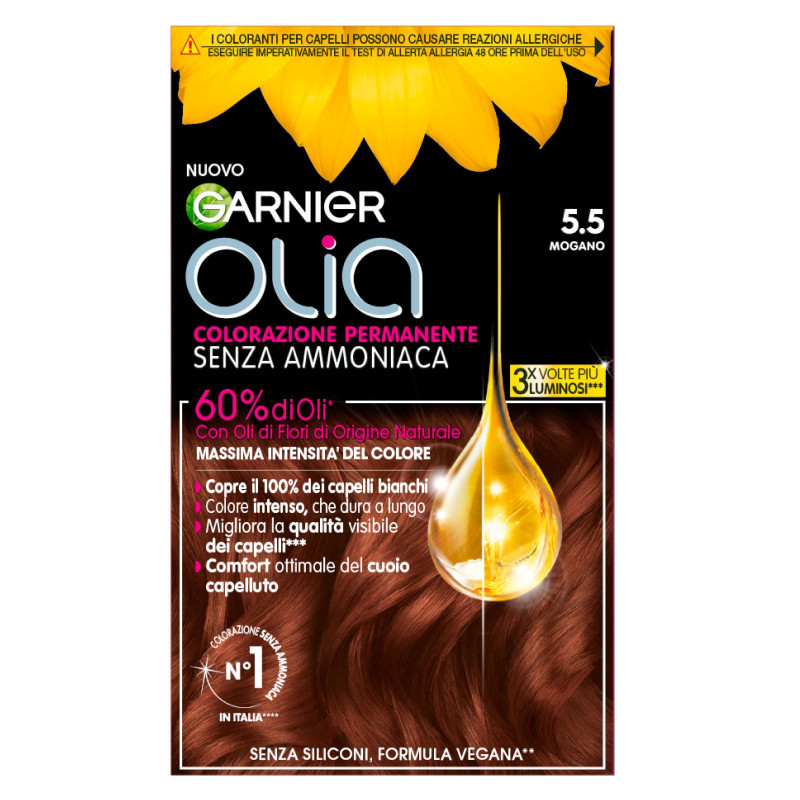 Garnier Olia Tinta Permanente per Capelli 5.5 Mogano Senza Ammoniaca