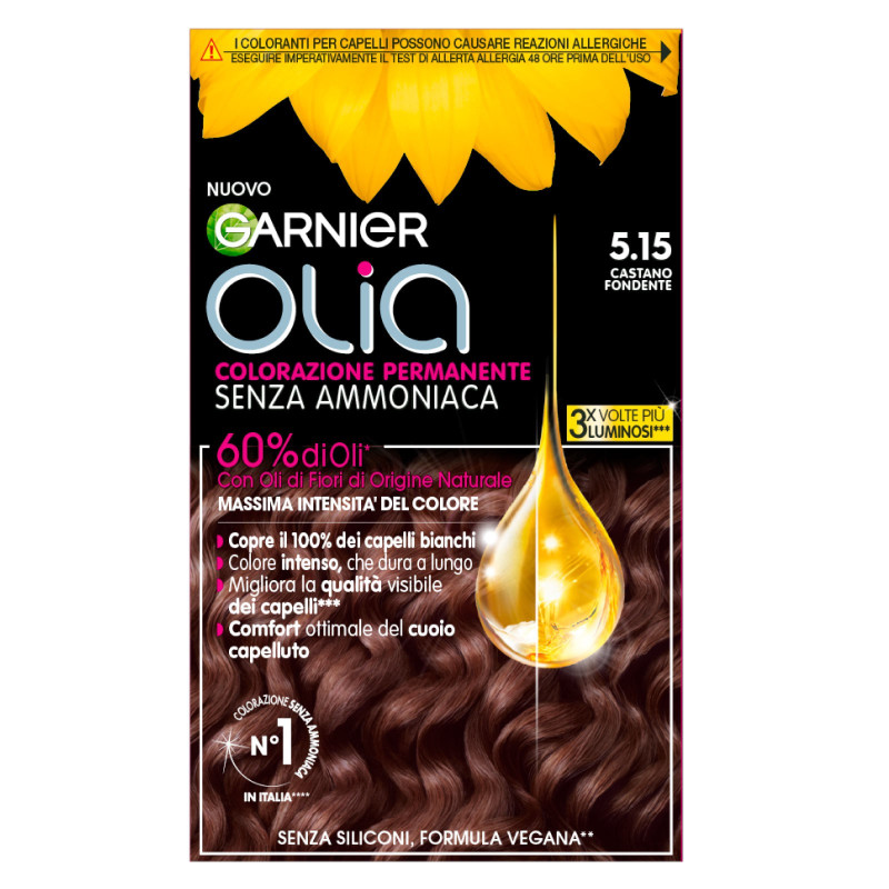 Garnier Olia Tinta Permanente per Capelli 5.15 Castano Fondente Senza