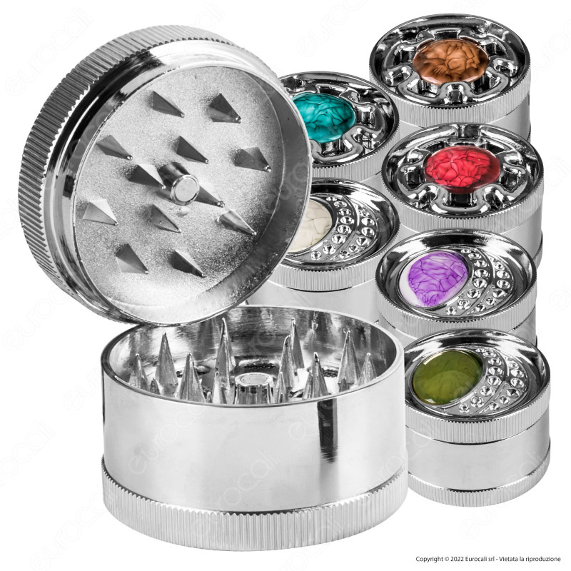 Grinder Tritatabacco 3 Parti in Metallo Cromato Fantasia Stone