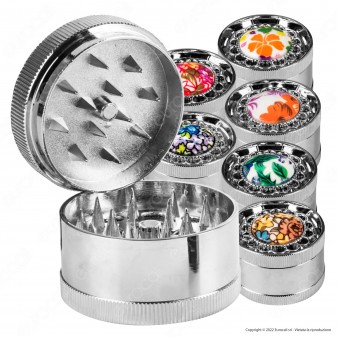 Grinder Tritatabacco 3 Parti in Metallo Cromato Fantasia Frame