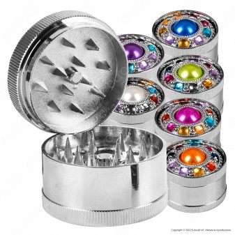 Grinder Tritatabacco 3 Parti in Metallo Cromato Fantasia Prizzy