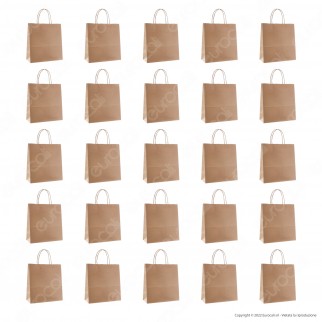 Rex Sadoch 25 Buste di Carta Manici Ritorti Tinta Unita Color Avana