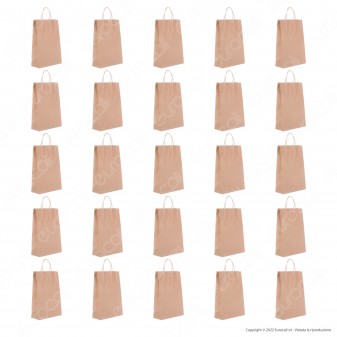 Rex Sadoch 25 Buste di Carta Manici Ritorti Tinta Unita Color Avana