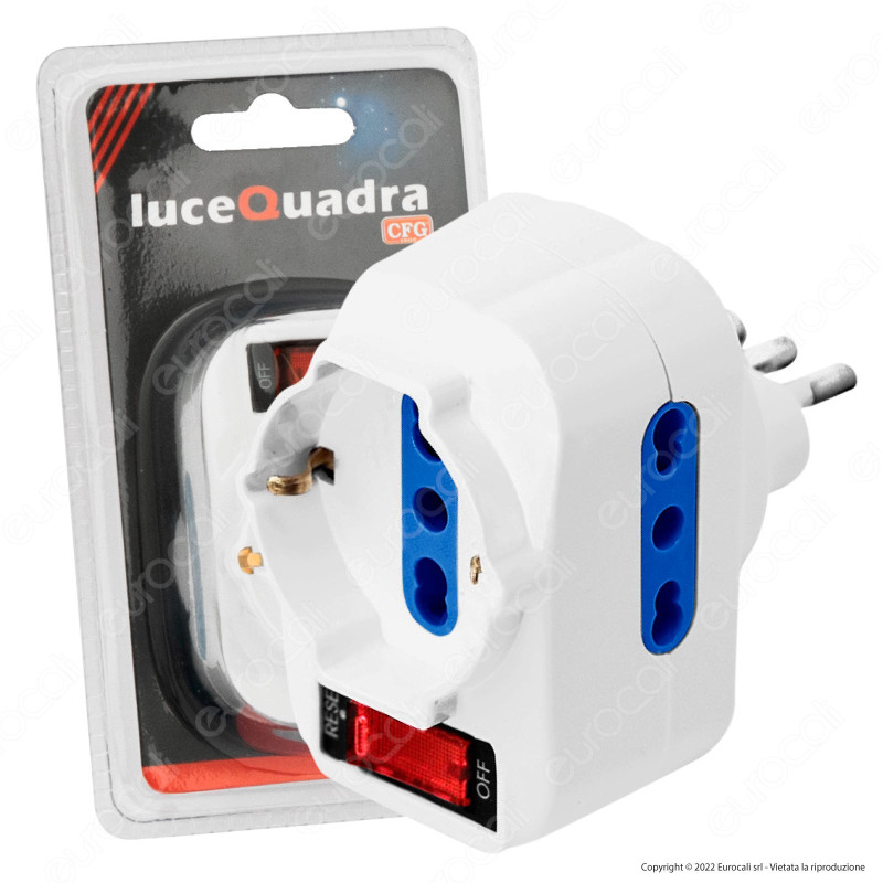Adattatore Triplo Colore Bianco con Protezione e Spina Rotante CFG