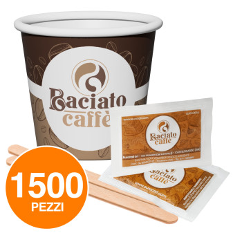 Kit da 500 Bicchierini Biodegradabili + 500 Palettine in Legno + 500