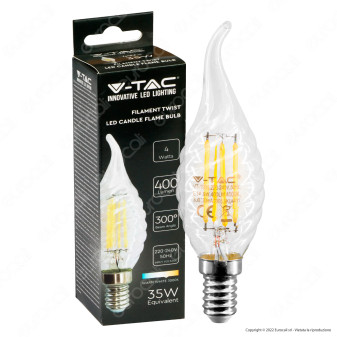 V-Tac VT-1995 Lampadina LED E14 4W Candle Flame Bulb C35