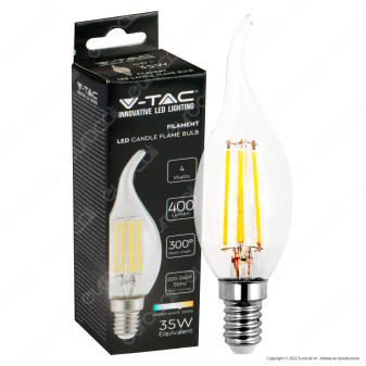 V-Tac VT-1997 Lampadina LED E14 4W Candle Flame Bulb C35