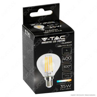 V-Tac VT-1996 Lampadina LED E14 4W Bulb P45 MiniGlobo Filament