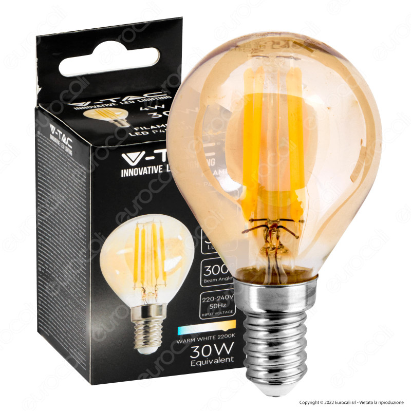 V-Tac VT-1953 Lampadina LED E14 4W Bulb P45 MiniGlobo Filament