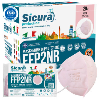 Sicura Protection 20 Mascherine Protettive Colore Rosa Monouso con