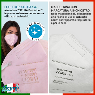 Sicura Protection 20 Mascherine Protettive Colore Rosa Monouso con