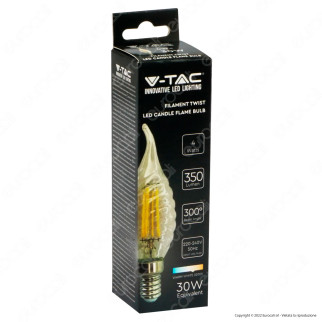 V-Tac VT-1947 Lampadina LED E14 4W Candle Flame Bulb C35
