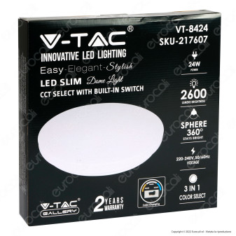V-Tac Gallery VT-8424 Plafoniera LED Rotonda 24W SMD Changing