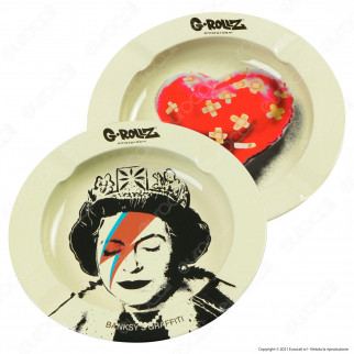G-Rollz Amsterdam Posacenere Rotondo in Metallo con Fantasia Banksy's