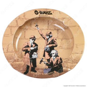 G-Rollz Amsterdam Posacenere Rotondo in Metallo con Fantasia Banksy's
