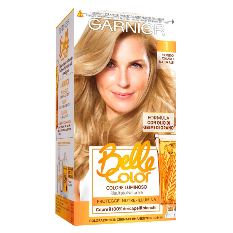 Garnier Belle Color Tinta Permanente per Capelli Colore 1 Biondo Chiaro Naturale