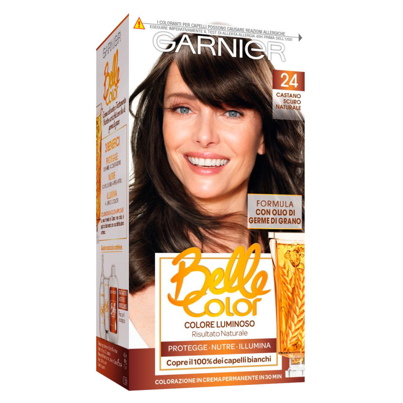 Garnier Belle Color Tinta Permanente per Capelli Colore 24 Castano Scuro Naturale
