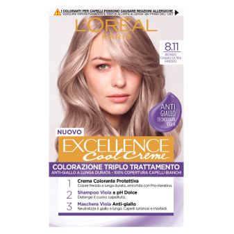 L'Oréal Paris Excellence Cool Creme Colorazione 8.11 Biondo Chiaro Ultra Freddo Triplo Trattamento