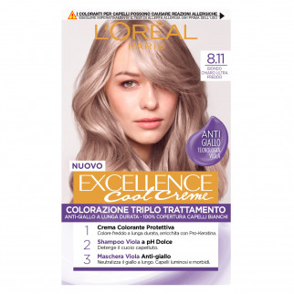 L'Oréal Paris Excellence Cool Creme Colorazione 8.11 Biondo Chiaro Ultra Freddo Triplo Trattamento