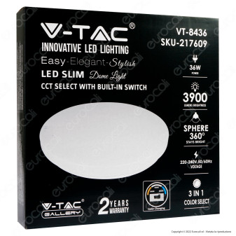 V-Tac Gallery VT-8436 Plafoniera LED Rotonda 36W SMD Changing