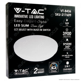 V-Tac Gallery VT-8436 Plafoniera LED Rotonda 36W SMD Changing