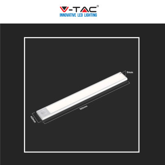 V-Tac VT-8141 Lampada LED da Armadio 1.5W SMD Ricaricabile Micro USB Sensore PIR di Movimento