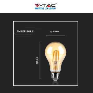 V-Tac VT-2028 Lampadina LED E27 10W Bulb A60 Goccia Filament