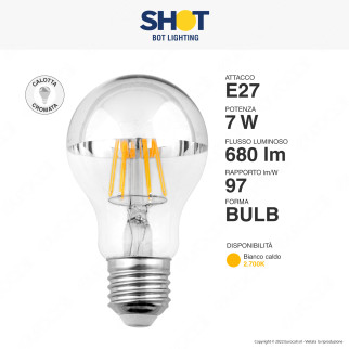 Bot Lighting Shot Lampadina LED E27 7W Bulb A60 Goccia Filament Vetro