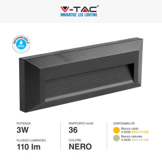 V-Tac VT-1162 Punto Luce LED SMD 3W Segnapasso Rettangolare a