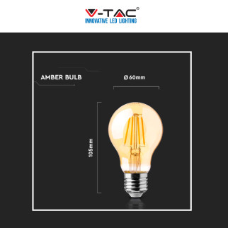 V-Tac VT-2123 Lampadina LED E27 12W Bulb A60 Goccia Filament