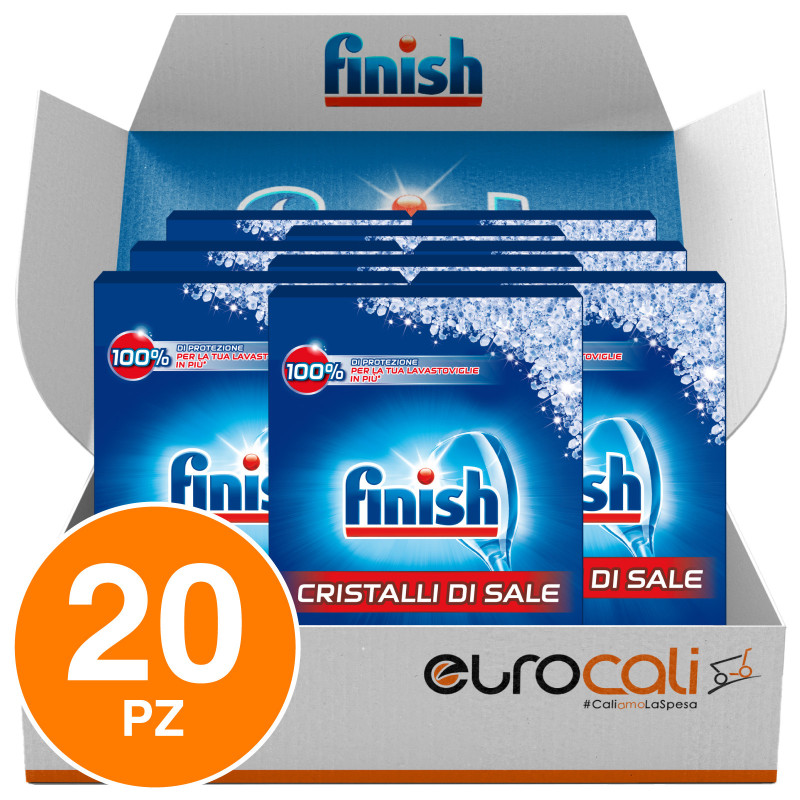 Finish Cristalli di Sale per Lavastoviglie - 20 Confezioni da 1Kg