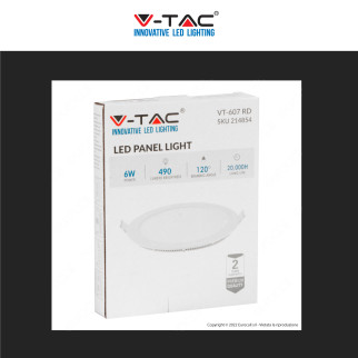 V-Tac VT-607-RD Pannello LED Rotondo 6W SMD da Incasso con