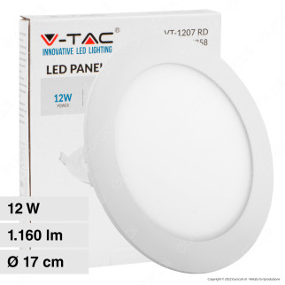 V-Tac VT-1207-RD Pannello LED Rotondo 12W SMD da Incasso con