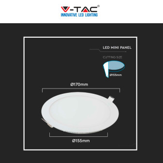 V-Tac VT-1207-RD Pannello LED Rotondo 12W SMD da Incasso con