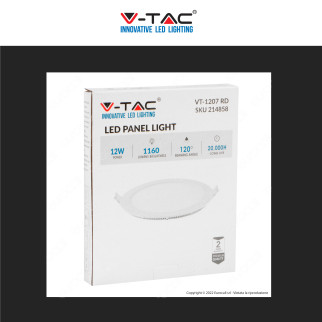 V-Tac VT-1207-RD Pannello LED Rotondo 12W SMD da Incasso con