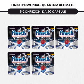 Finish Powerball Quantum Ultimate + Finish Cristalli di Sale + Finish Curalavastoviglie al Limone -