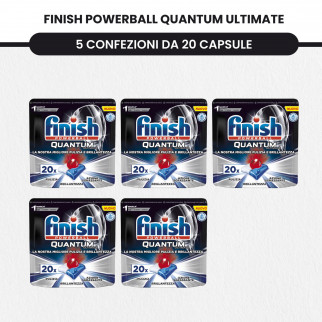 Finish Powerball Quantum Ultimate + Finish Cristalli di Sale + Finish Curalavastoviglie al Limone -